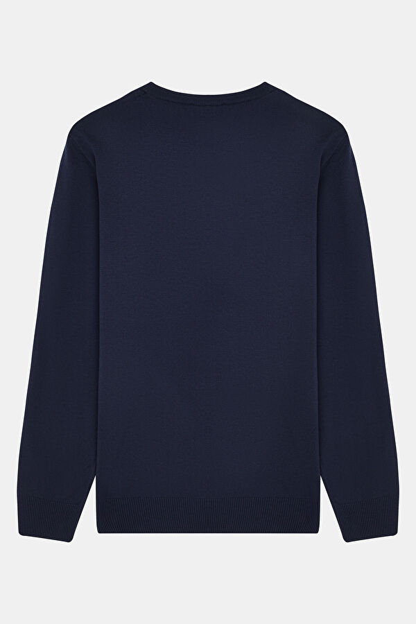 Navy Blue Viscose Knit Men's Sweater 2