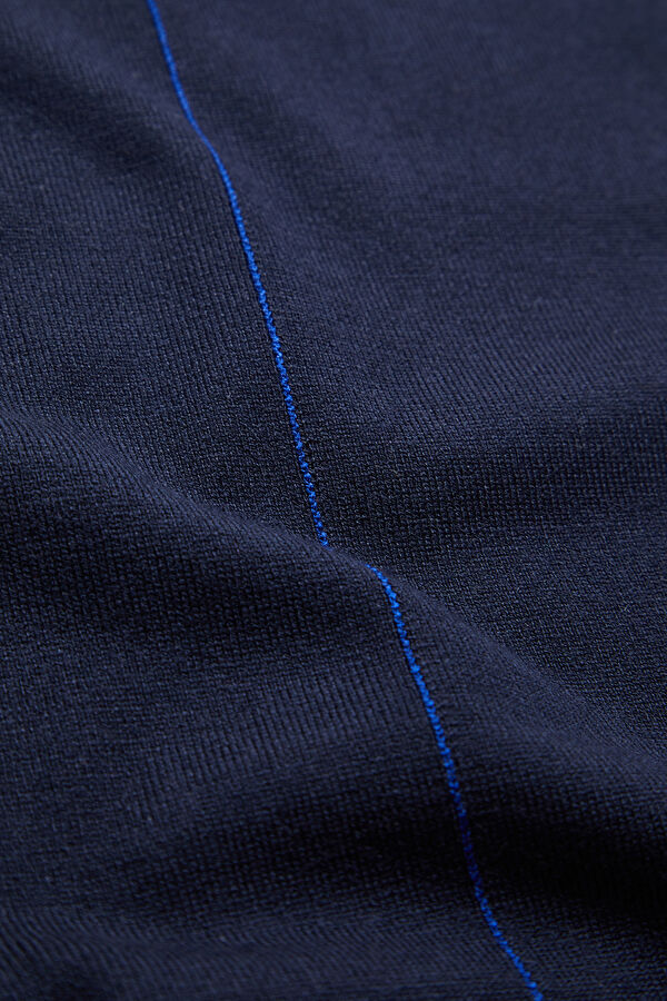 Navy Blue Viscose Knit Men's Sweater 4