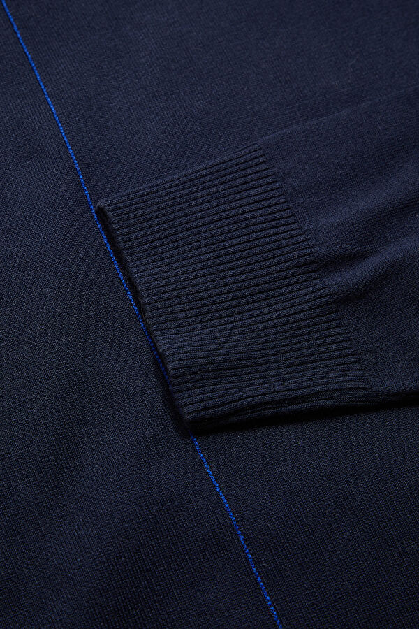 Navy Blue Viscose Knit Men's Sweater 5