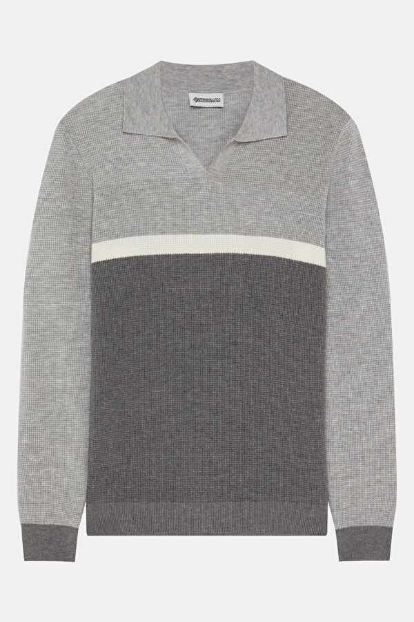 Grey Viscose Knit Men's Sweater 4