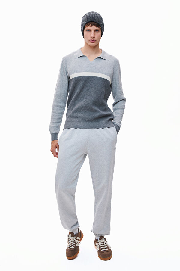 Grey Viscose Knit Men's Sweater 3