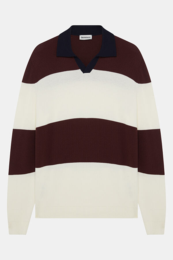 Men's Off-White Striped Modal Knit Sweater