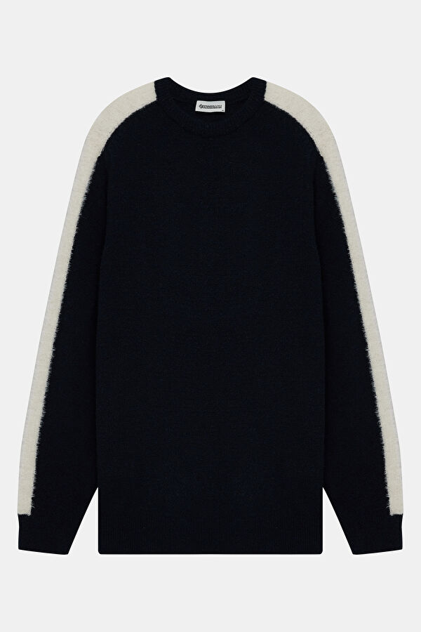 Navy Blue Polyester Acrylic Knit Men's Sweater