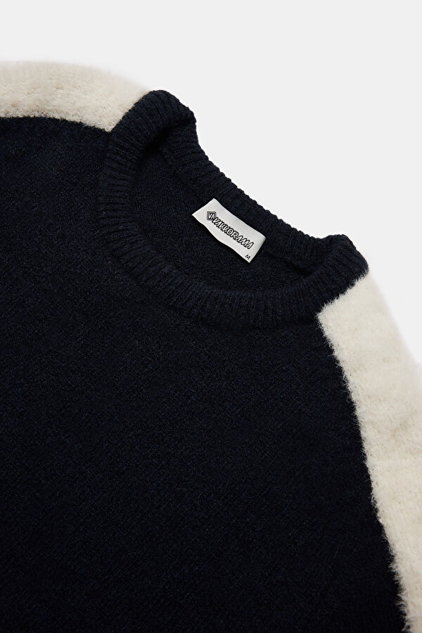 Navy Blue Polyester Acrylic Knit Men's Sweater 3
