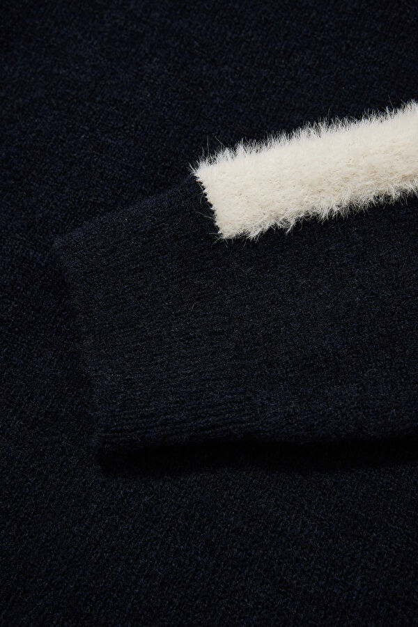 Navy Blue Polyester Acrylic Knit Men's Sweater 4