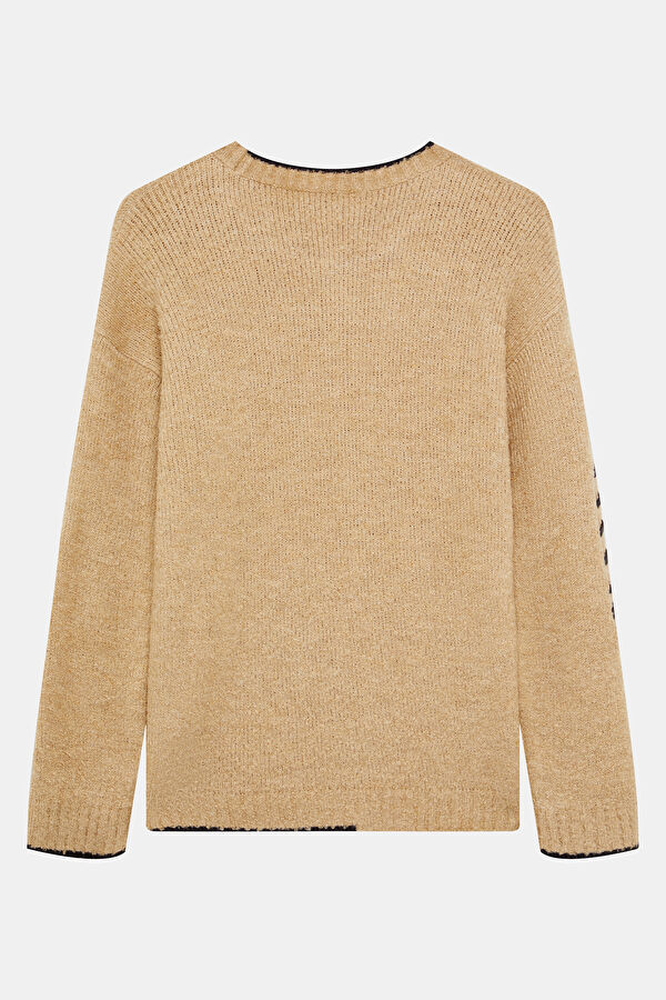 Beige Men's Knit Sweater with Rope Detail 2