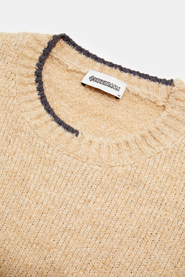 Beige Men's Knit Sweater with Rope Detail 3