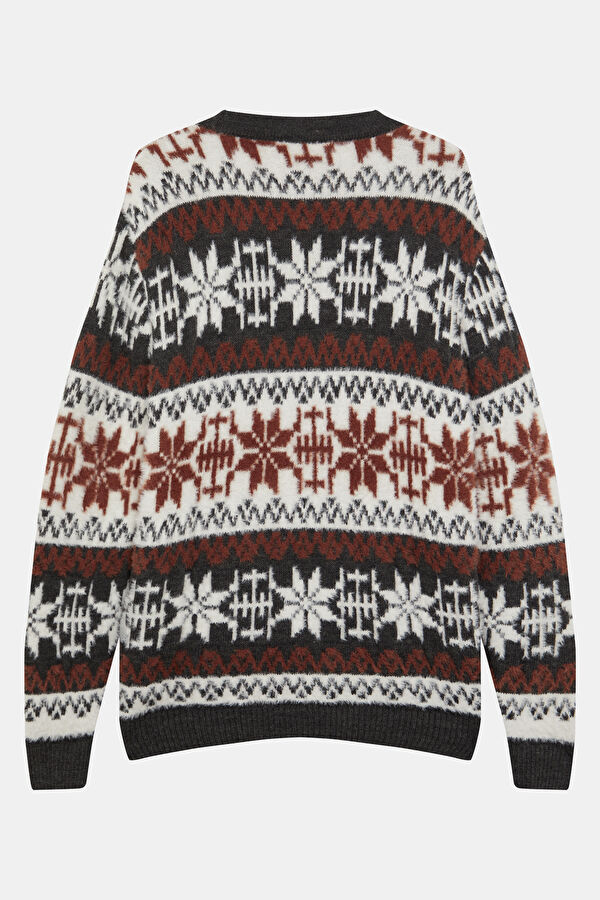 Multicolored Knit Patterned Men's Cardigan 2