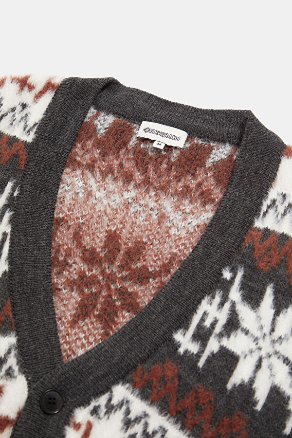 Multicolored Knit Patterned Men's Cardigan 3