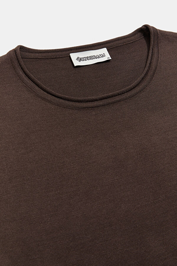 Coffee Brown Viscose Knit Men's Sweater 5