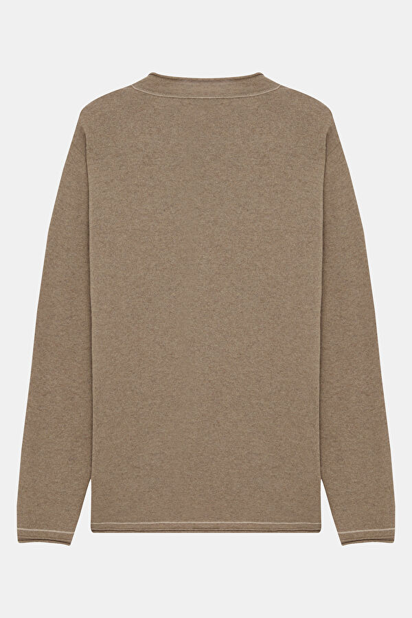 Beige Wool Knit Men's Sweater 2
