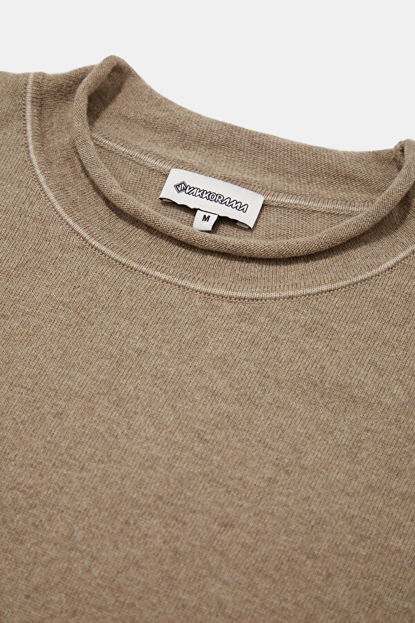 Beige Wool Knit Men's Sweater 3