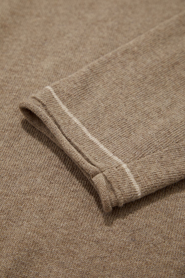 Beige Wool Knit Men's Sweater 4