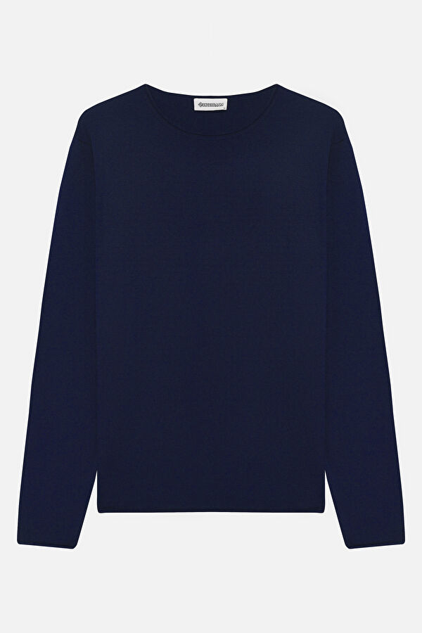 Navy Blue Viscose Knit Men's Sweater