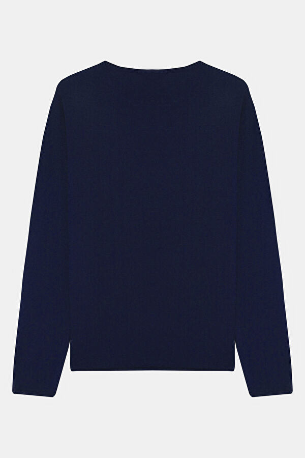 Navy Blue Viscose Knit Men's Sweater 2