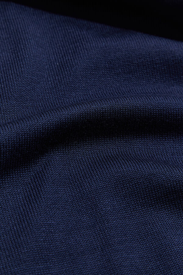 Navy Blue Viscose Knit Men's Sweater 4