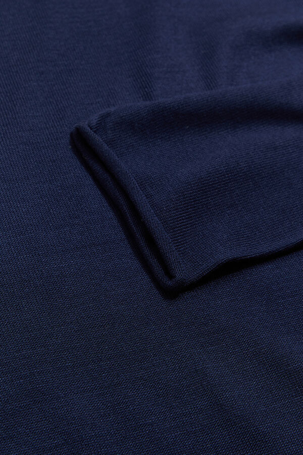 Navy Blue Viscose Knit Men's Sweater 5