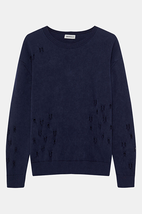 Navy Blue Knitted Men's Sweater