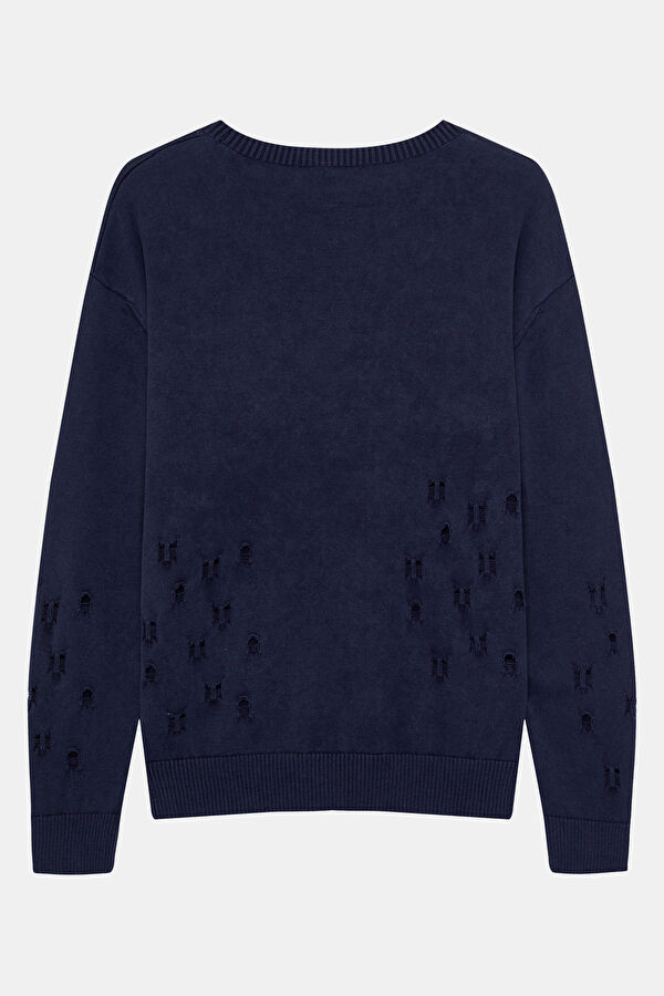 Navy Blue Knitted Men's Sweater 2