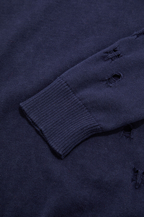 Navy Blue Knitted Men's Sweater 5
