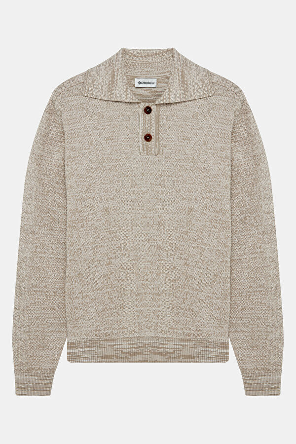 Beige Knitted Men's Sweater