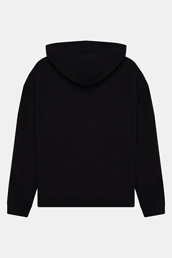 Siyah Kapuşonlu Erkek Sweatshirt 2