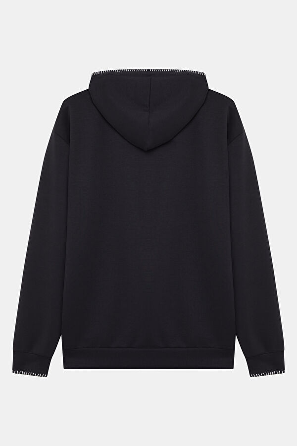 Siyah Kapuşonlu Erkek Sweatshirt 2