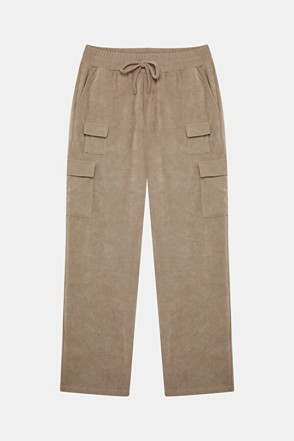 Beige Straight Leg Men's Trousers