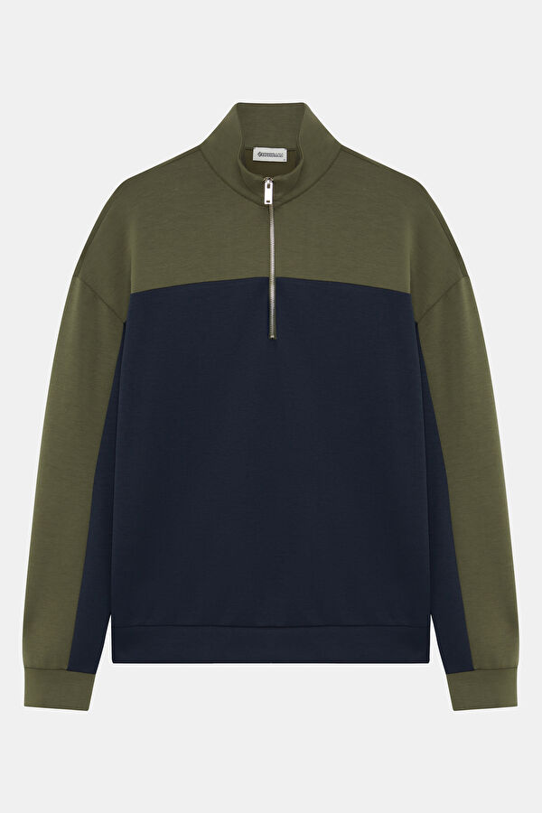 Lacivert Dik Yaka Erkek Sweatshirt