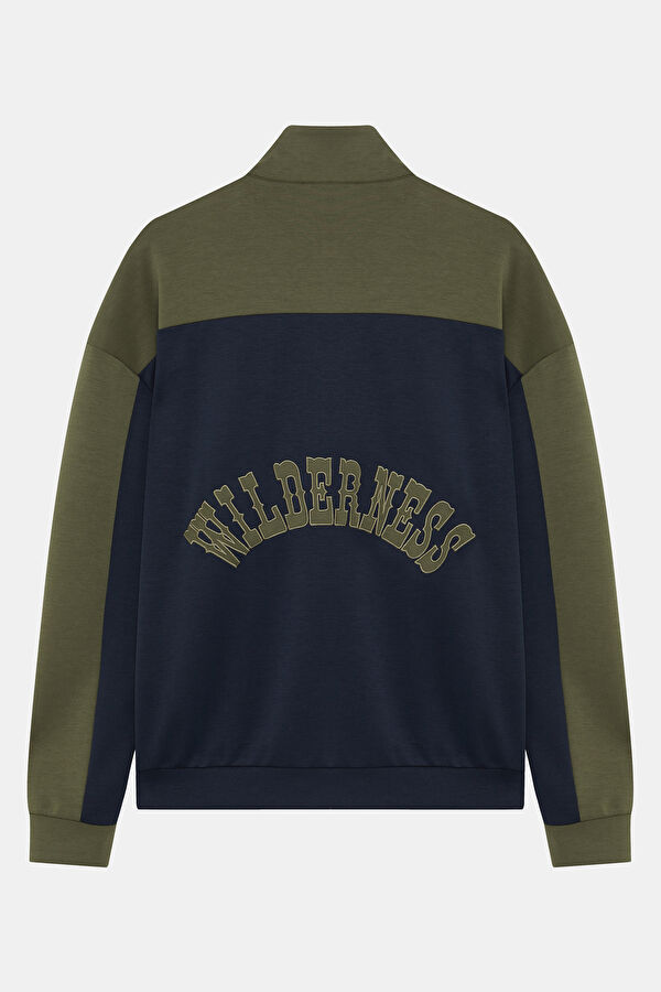 Lacivert Dik Yaka Erkek Sweatshirt 2
