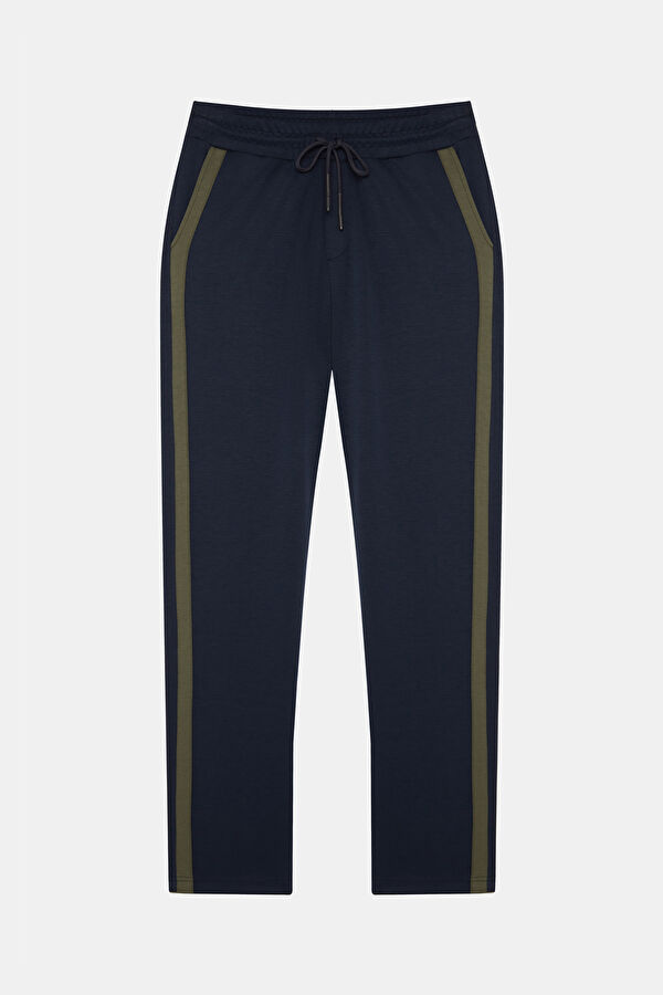 Navy Blue Straight Leg Modal Sport Men's Trousers