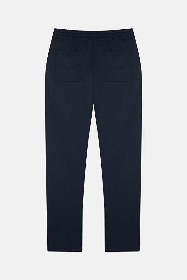 Navy Blue Straight Leg Modal Sport Men's Trousers 2