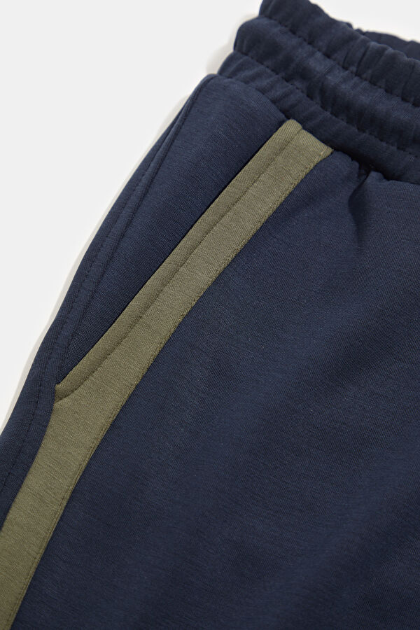 Navy Blue Straight Leg Modal Sport Men's Trousers 4