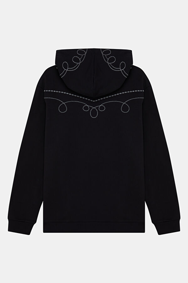 Siyah Kapuşonlu Erkek Sweatshirt 2