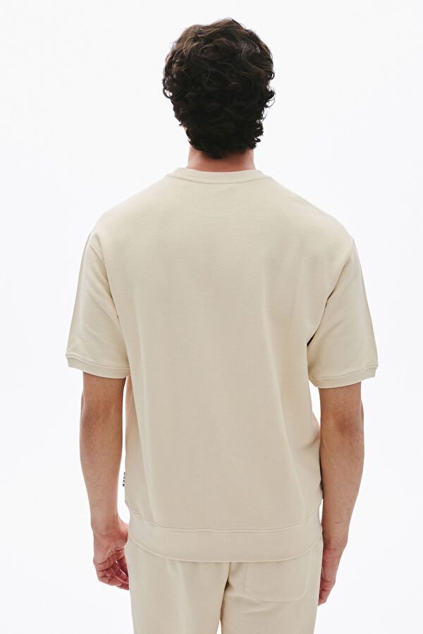 Relax Kalıp Bej Bisiklet Yaka Erkek T-Shirt 2