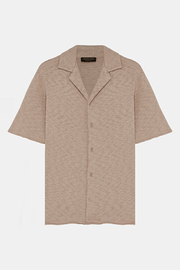 Relax Fit Coffee Resort Collar Men's Shirt
