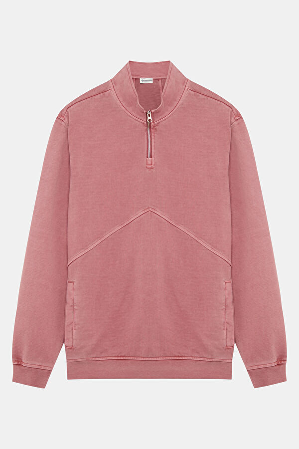 Gül Kurusu Dik Yaka Erkek Sweatshirt
