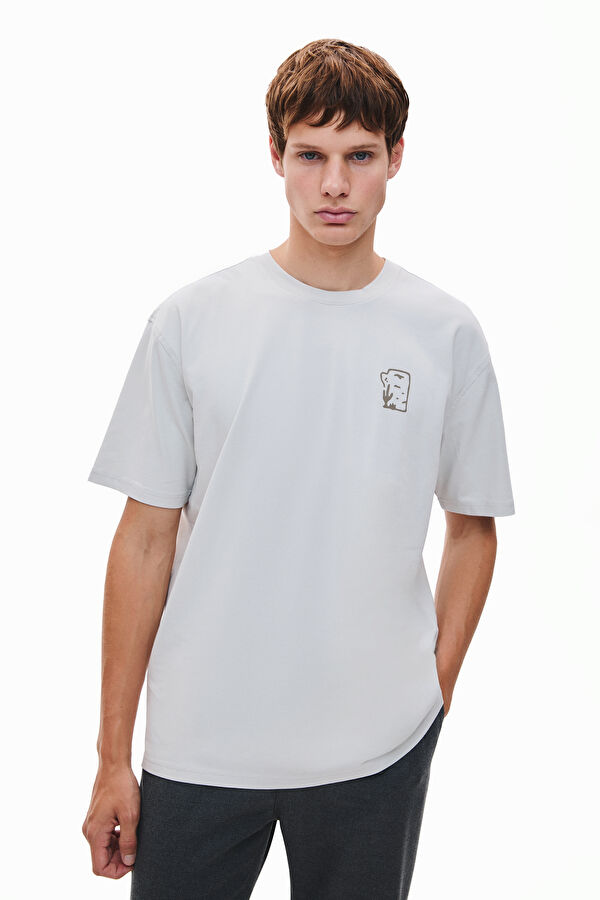 Stone Crew Neck Printed Men's T-Shirt