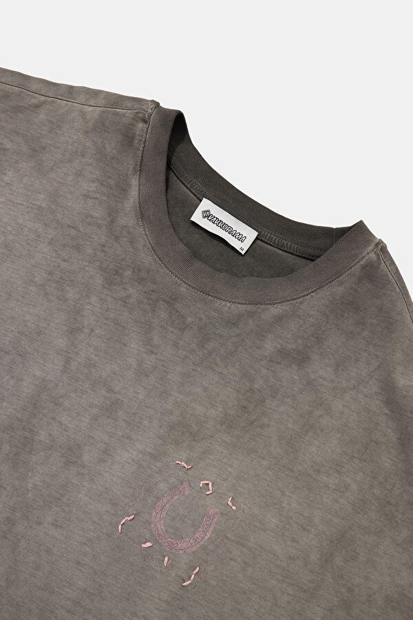 Grey Crew Neck Printed Men's T-Shirt 6