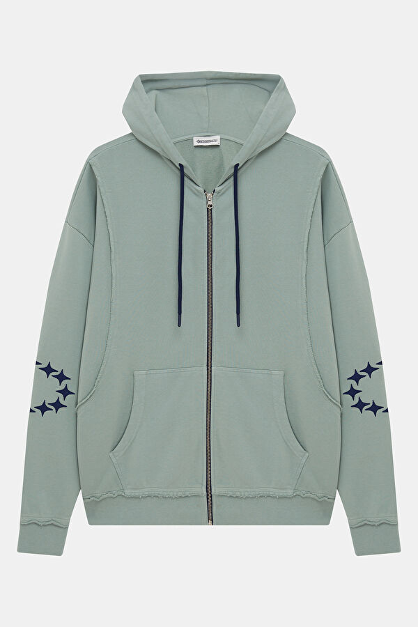 Mint Kapuşonlu Erkek Sweatshirt