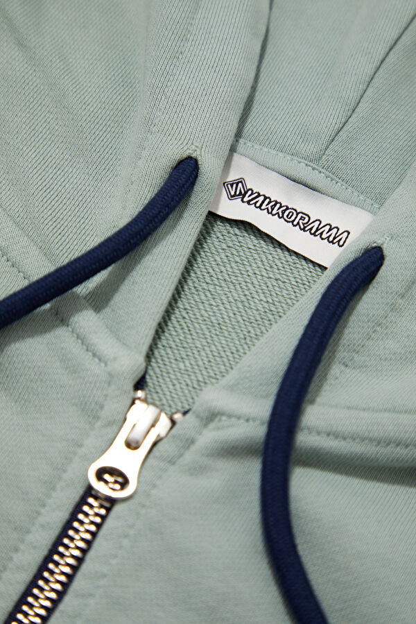 Mint Kapuşonlu Erkek Sweatshirt 4