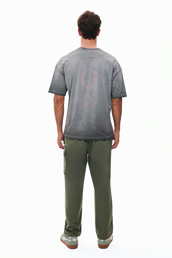 Grey Crew Neck Printed Men's T-Shirt 2