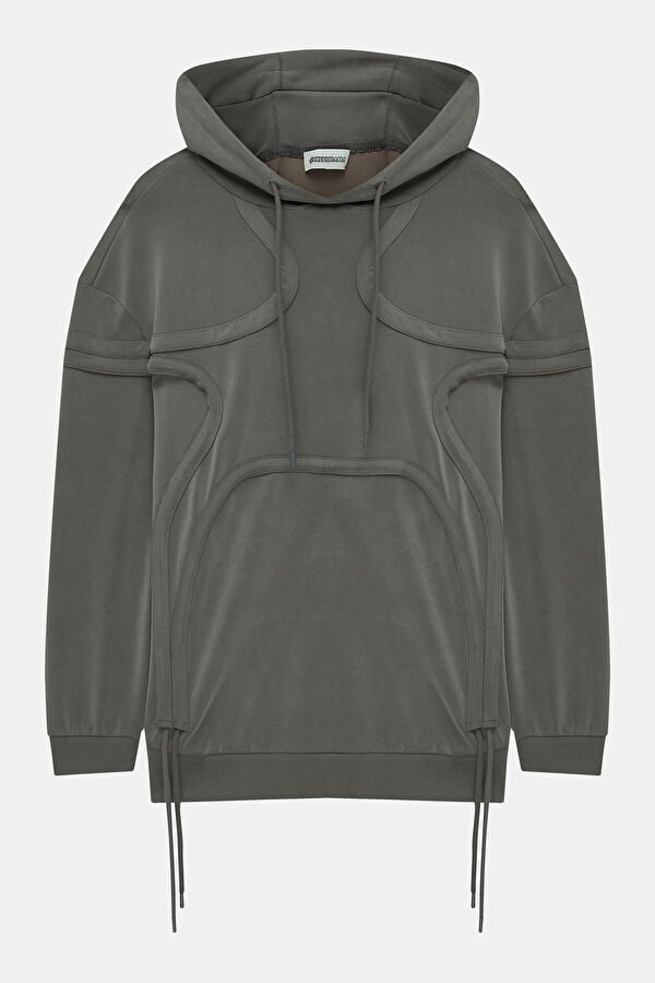 Antrasit Kapuşonlu Erkek Sweatshirt 4
