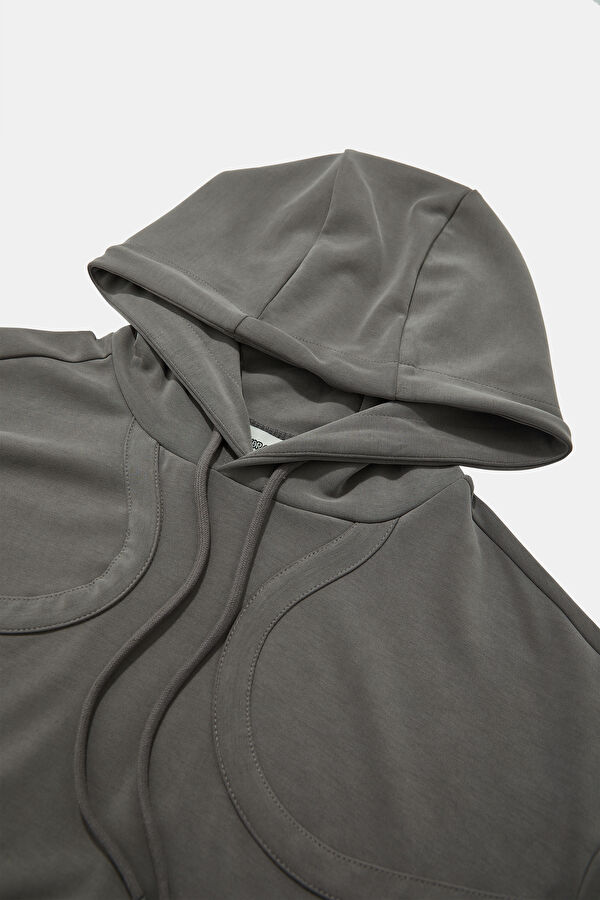 Antrasit Kapuşonlu Erkek Sweatshirt 6
