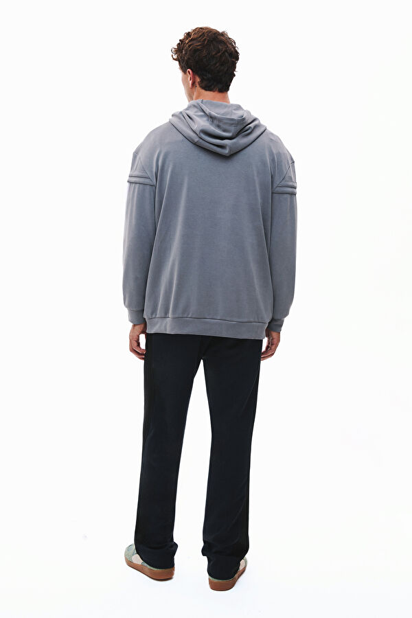 Antrasit Kapuşonlu Erkek Sweatshirt 2