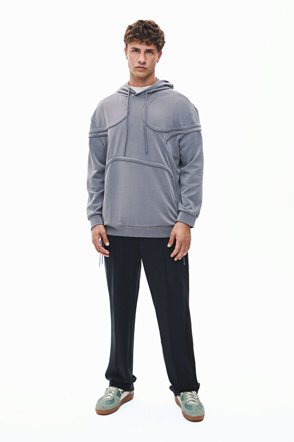 Antrasit Kapuşonlu Erkek Sweatshirt 3
