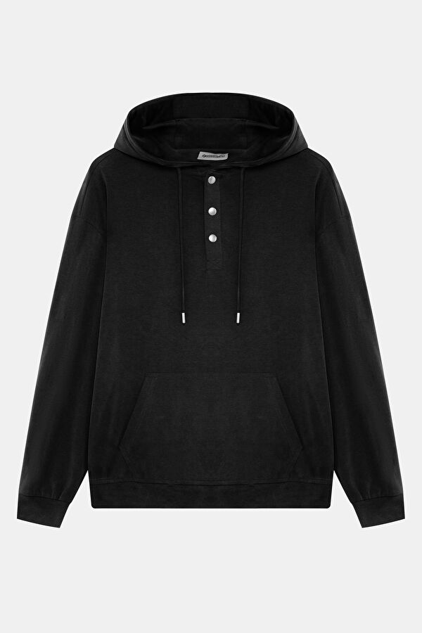 Antrasit Kapuşonlu Erkek Sweatshirt