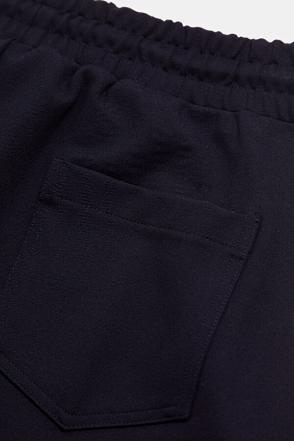 Navy Blue Straight Leg Viscose Sport Men's Trousers 6