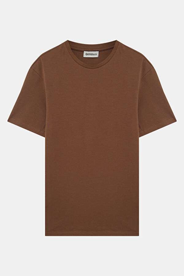 Brown Crew Neck Printed Men's T-Shirt 4