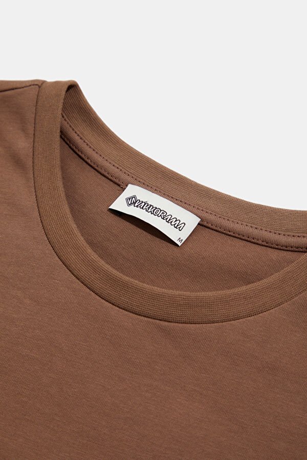 Brown Crew Neck Printed Men's T-Shirt 6